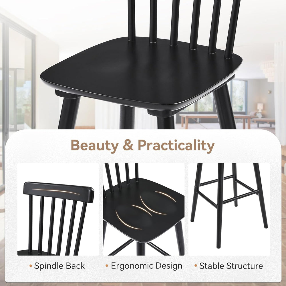 LUE BONA Windsor Wooden Bar Stools Set of 3 for Kitchen Island, Farmhouse 24 ...