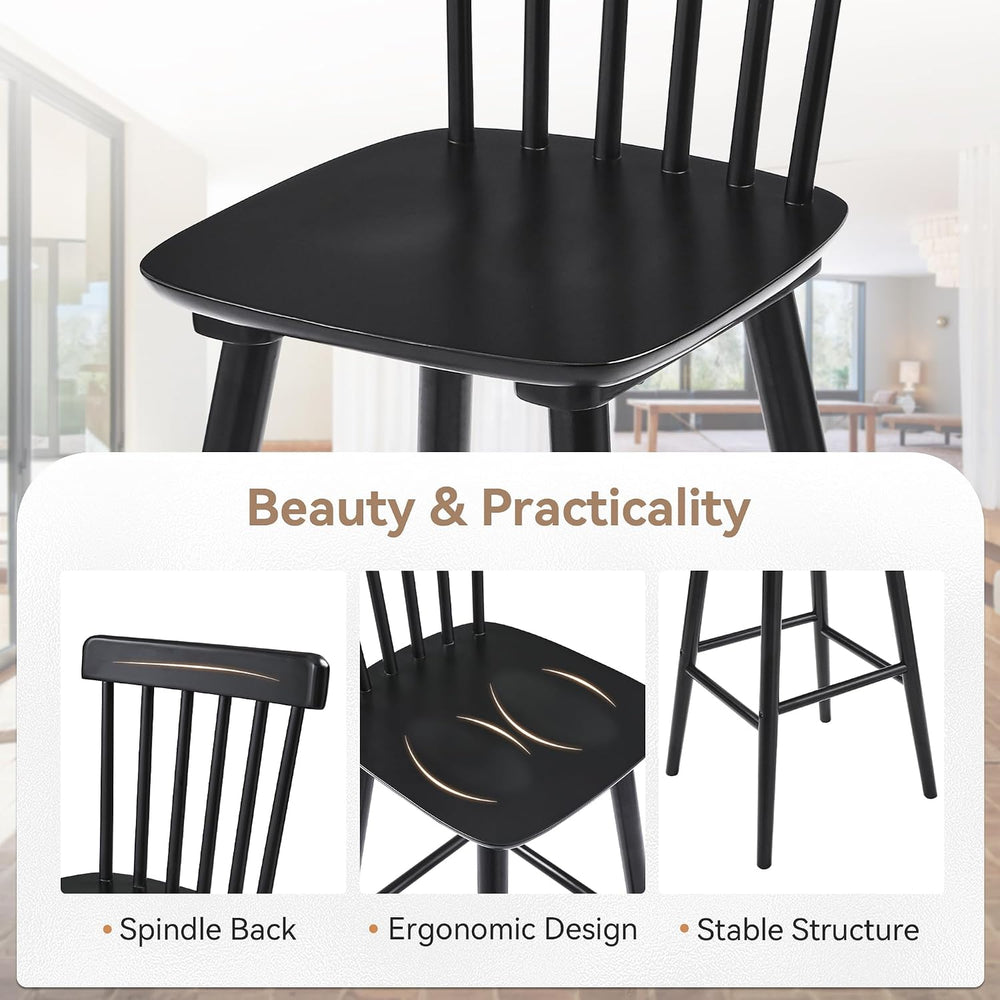 LUE BONA Windsor Wooden Bar Stools Set of 4 for Kitchen Island, Farmhouse 24 ...