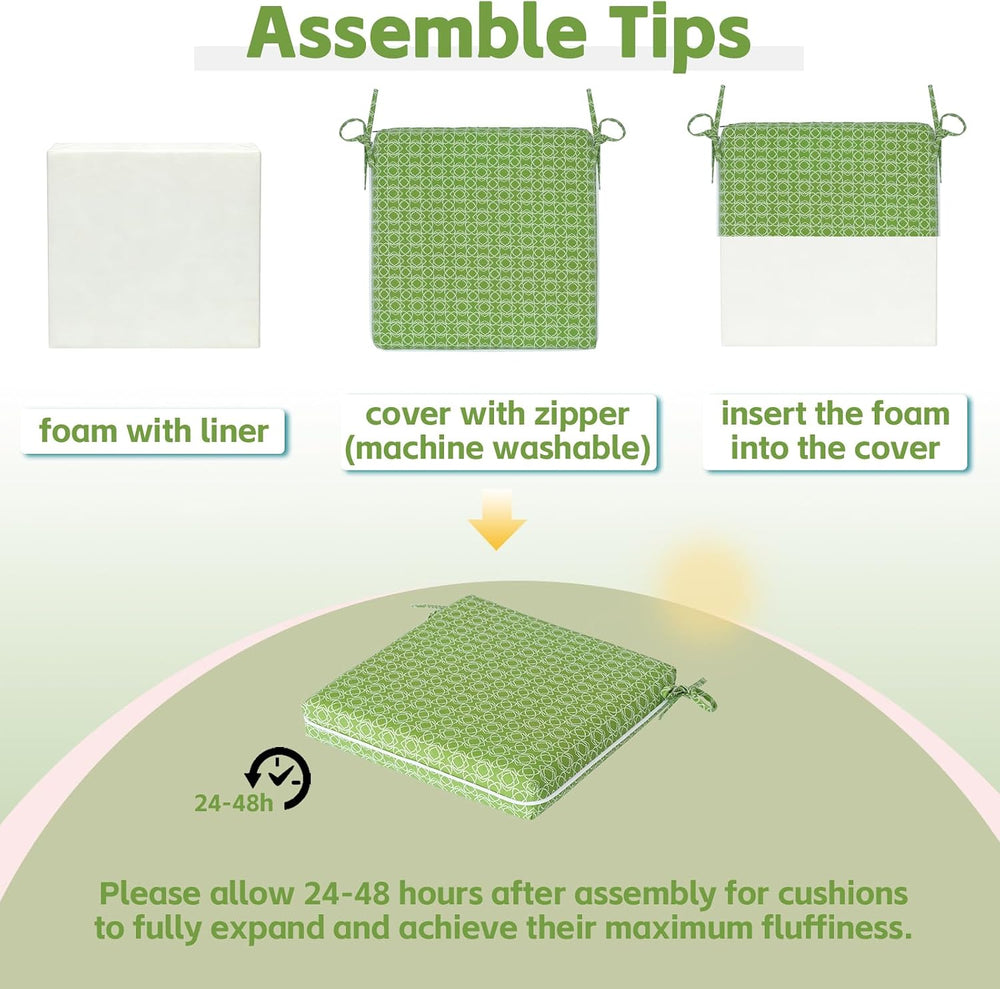 COZYVIDA Outdoor Chair Cushions Set of 4, 20"x20" Square Seat Pads ...