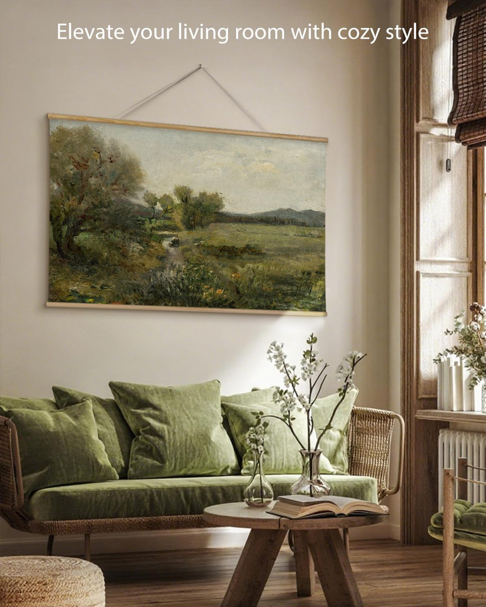 ARPEOTCY Extra Large Framed Wall Art, Creek Forest Landscape Print, 36x54In