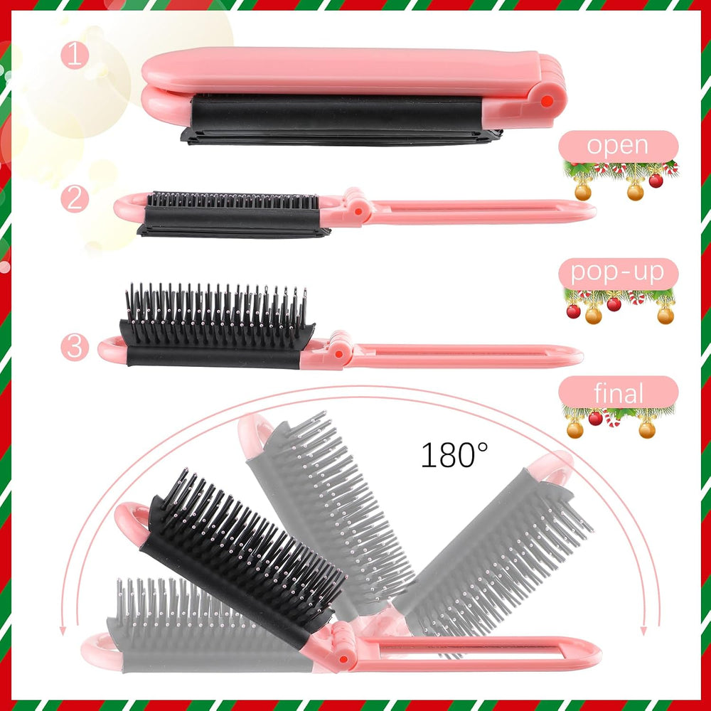 Barydat 200 Pcs Folding Hair Brushes with Mirror Bulk, Portable Combs