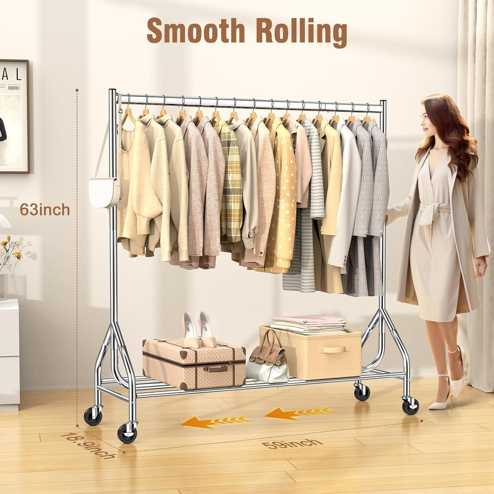EAGMAK Heavy Duty Clothes Rack Load 420 LBS, Rolling Garment Rack with Lockab...