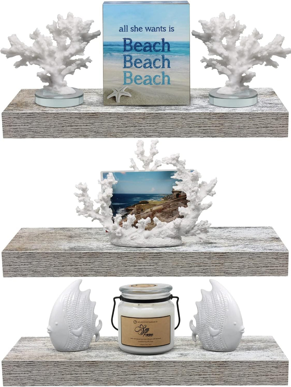 Sorbus 16 Inch Wood Floating Shelves for Wall (3 Pack, Rustic)