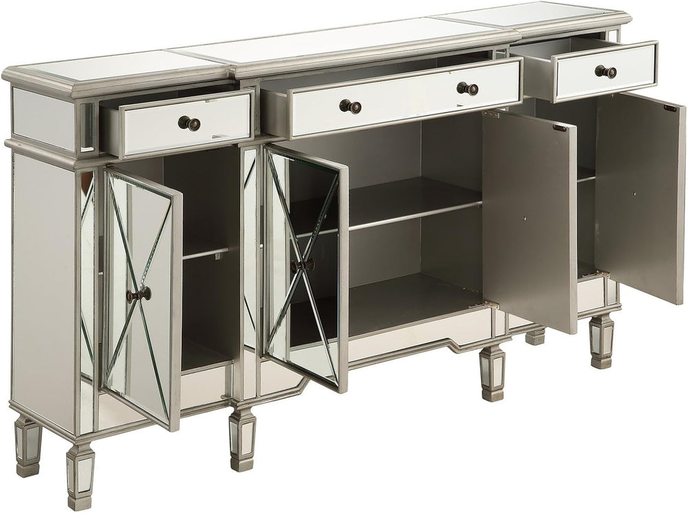 Elegant Lighting 3 Drawer 4 Door Cabinet in Silver Clear 60" x 14" ...