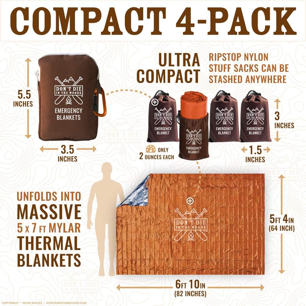Don’t Die in The Woods – Freakin’ Huge Emergency Blankets [Orange]