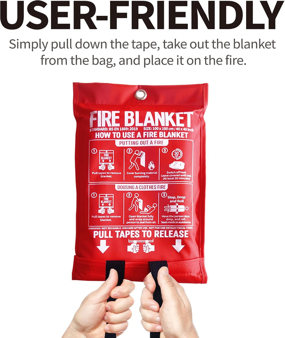 Fire Blanket for Kitchen and Home, 40" x 40", Fiberglass Emergency ...