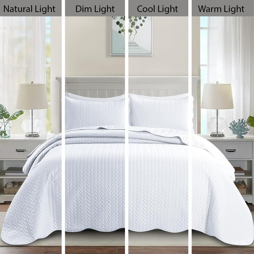 IR Imperial Rooms King Quilt White Leaf 8 Pack for Hotel Guest Bedroom