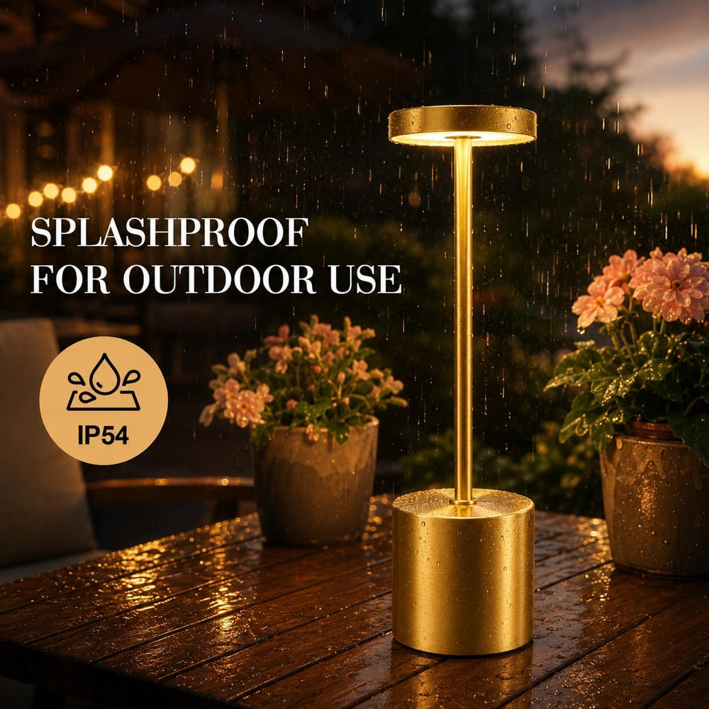 AUDLES Gold Cordless Table Lamps Set of 2, Brass Rechargeable Lamp, Battery O...