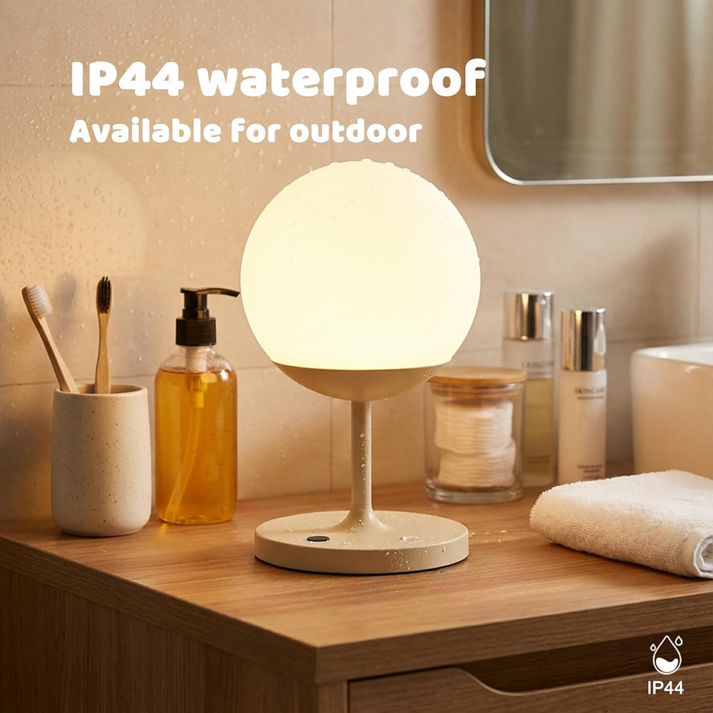 WEILAILUX Shower Lamp Waterproof, Cordless Globe Table Lamp Gold Short