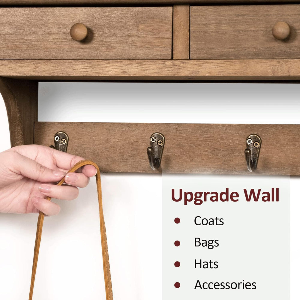 Emfogo Coat Hooks Mounted, Rustic Wood Coat Rack Mount Shelf with Hooks, Farm...