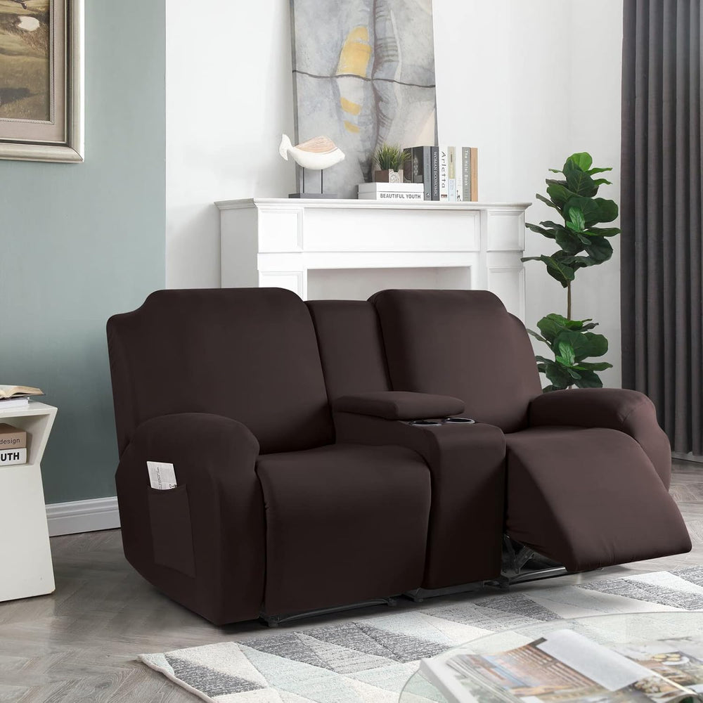 TAOCOCO Reclining Loveseat with Console Slipcover, 2 Seat Recliner Cover