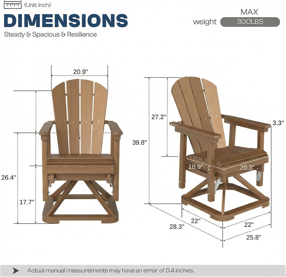 4-Piece Adirondack Swivel Glider Chair Set, Composite HDPE Outdoor Furniture ...