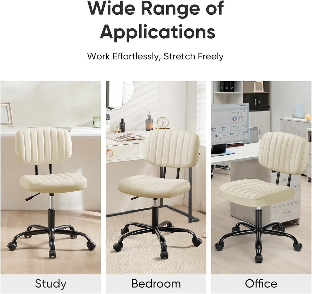 DUMOS Armless Office Chair, Small Home Desk Chair, Lumbar Support
