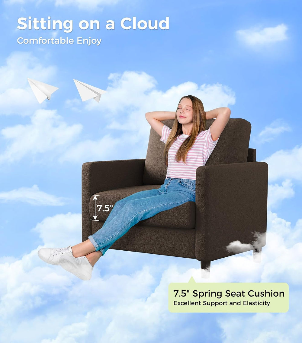 Welzona Sofa Accent Chair, 33" Reading Chair, Comfy Teddy Arm Chairs