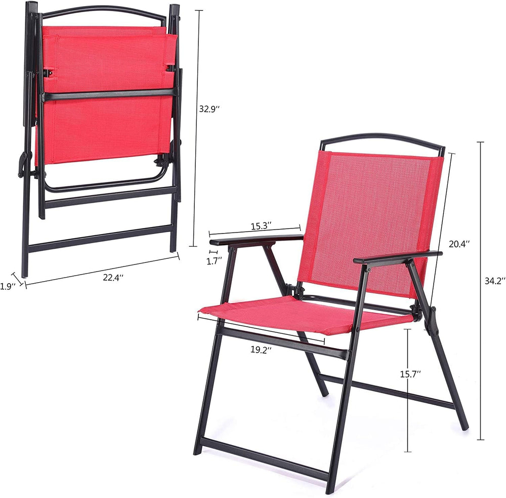 Outdoor Folding Patio Dining Chairs Set of 4 With Armrest Heavy-Duty Lightwei...