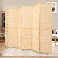 Bamboo Room Divider 6 Panel Wall Divider,Folding Screen W/Extra Stable Base