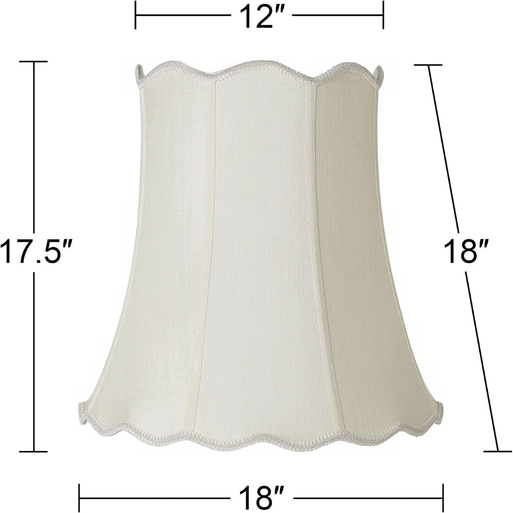 Creme Extra Large Scallop Set of 2 Bell Lamp Shades 12x18x18 (Spider)