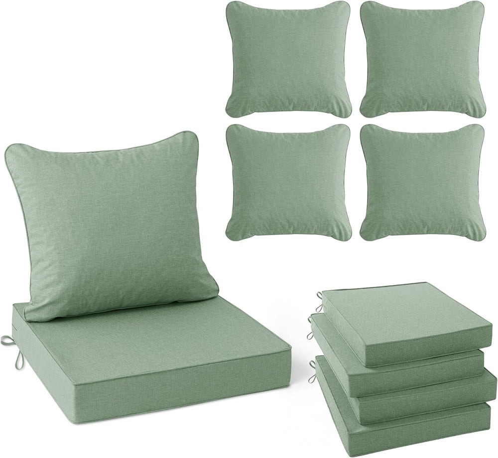 Summsun Outdoor Cushions for Patio Furniture, Faux Linen Water Resistant Back...