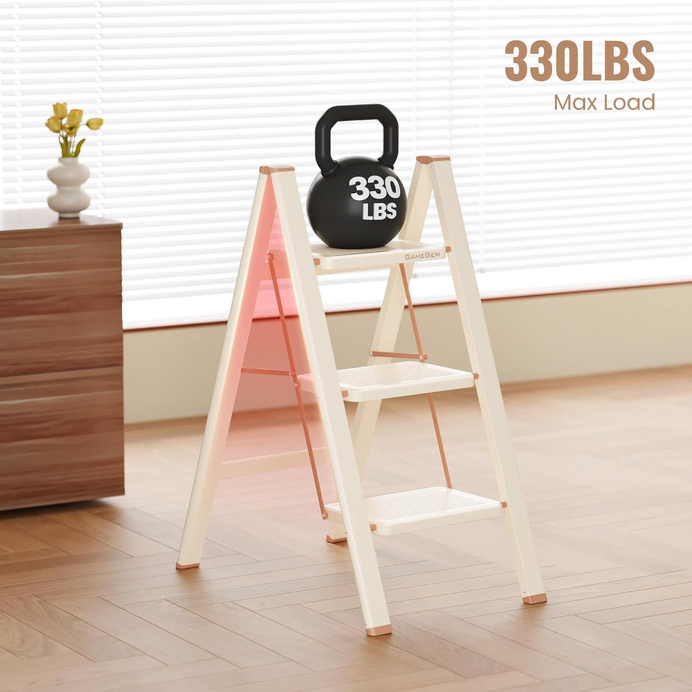 3 Step Ladder, Folding Step Stool with Anti Slip Widened Pedal