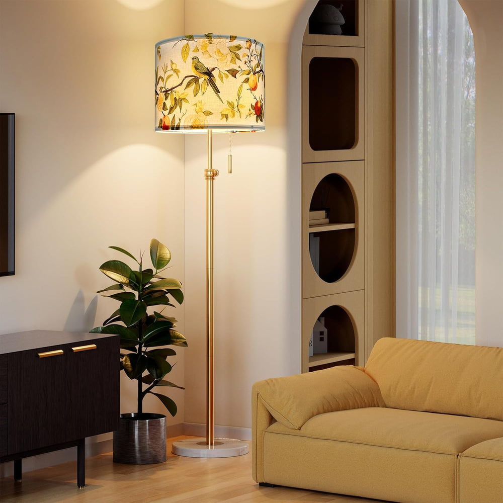 Drum Lamp Shade, Floral Bird, 13 x 13 x 10 Inch