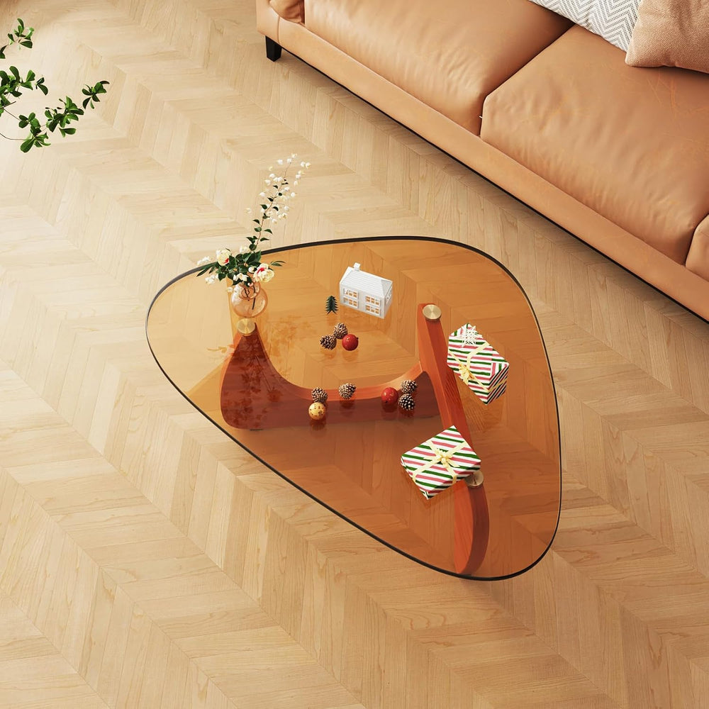 Coffee Tables Glass Small Farmhouse Coffee Table Mid-Century Modern Wood Cent...