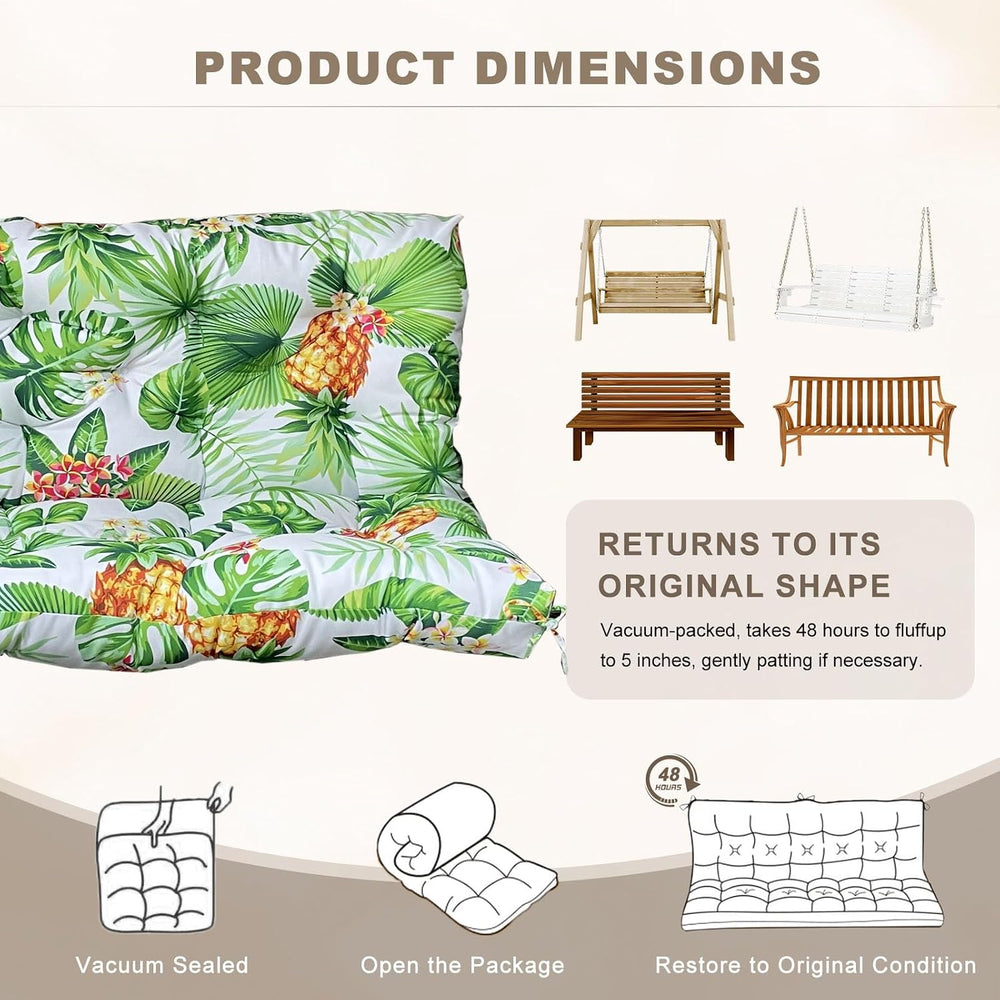 Porch Swing Cushion with Backrest,Waterproof Bench Cushion for Outdoor Furnit...