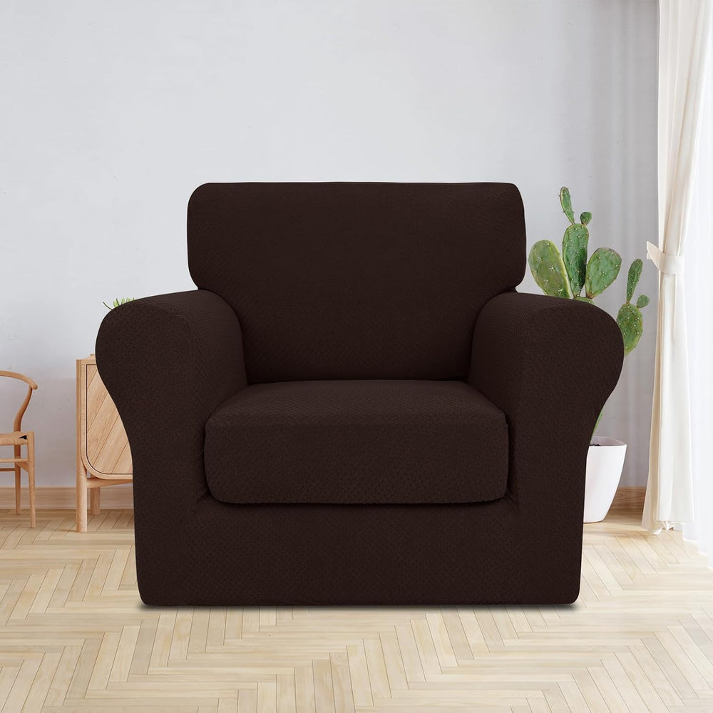 JIVINER 2 Pieces Armchair Covers for Living Room Stretch Chair Slipcovers wit...
