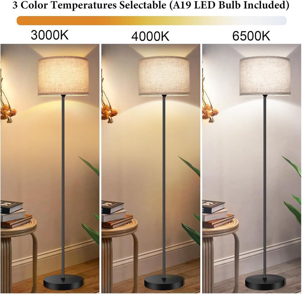TOBUSA Floor Lamp for Living Room, Modern Standing Lamp with Drum Shade