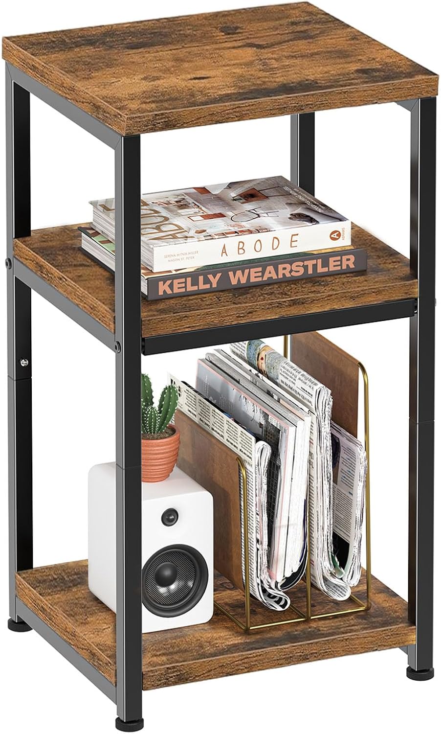 Simple Trending Side Table, End Table Night Stand, 3 Tiers Shelf for Living R...