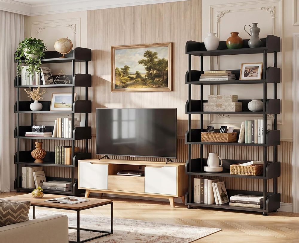 Aheaplus 6-Tier Tall Open Bookshelf, 31.5" Modern Display Bookcase, Black