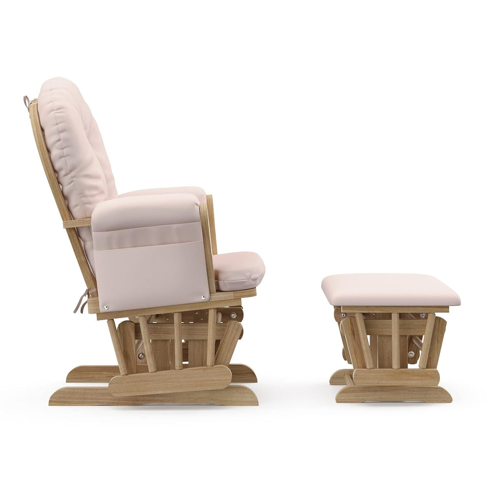 Storkcraft Premium Hoop Glider & Ottoman, Natural/Pink