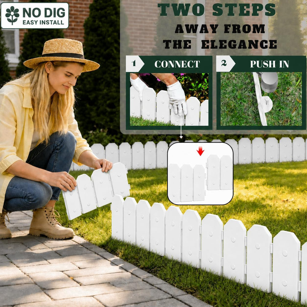 Evelyne Garden Border Edging: Wooden Grain Fence Dog Ear Design - Landscaping...