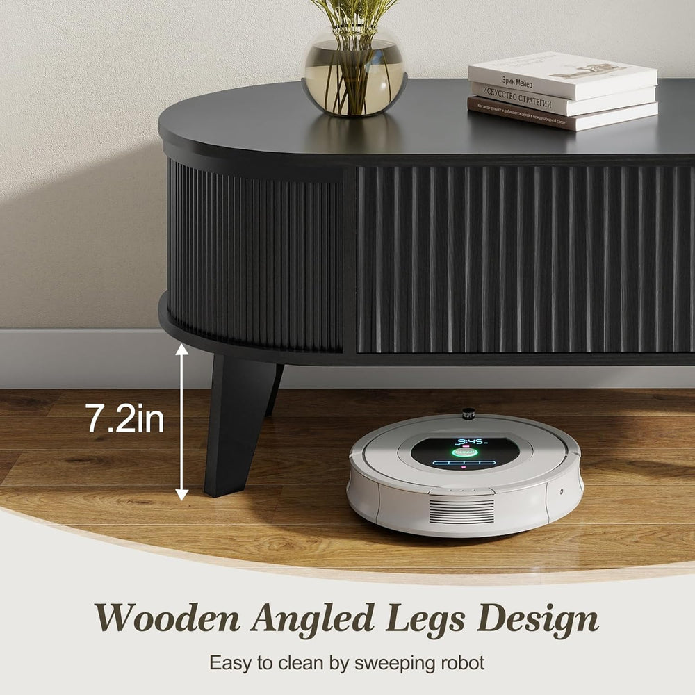 LYNCOHOME 43.3" Black Coffee Table for Living Room with Lifting Top, Oval