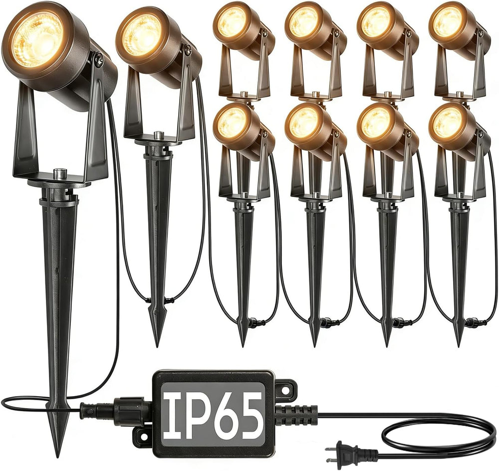 SUNTHIN 10 Pack Outdoor Landscape Lights with Transformer, LED Spotlights