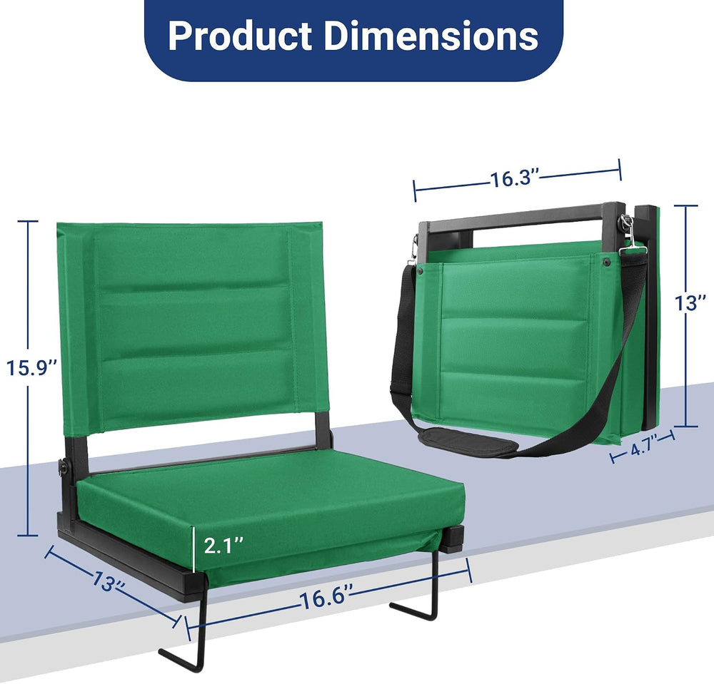 Stadium Seat for Bleachers with Back Support and Thick Padded Cushion