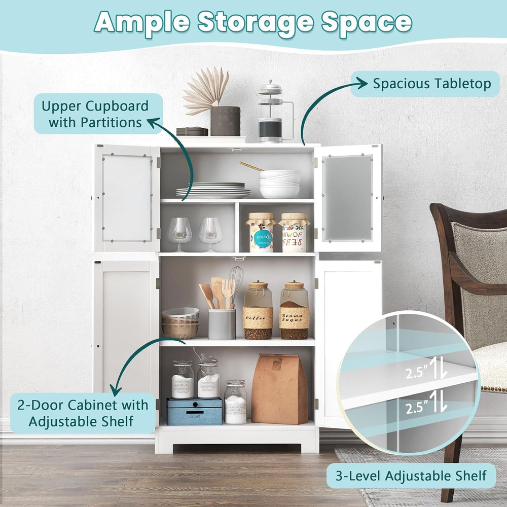 MAT EXPERT Bathroom Cabinet Storage w/Frosted Tempered Glass Doors & 3 Le...