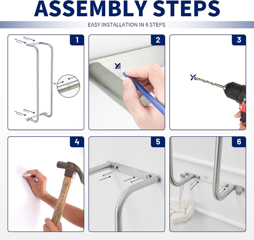 BWE Brushed Nickel Towel Racks for Bathroom Wall Mounted for Rolled Towels
