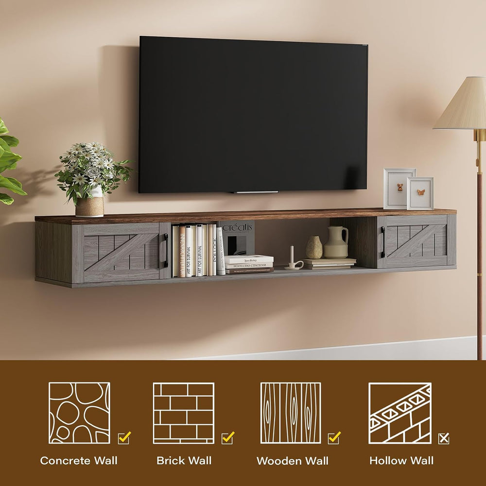 70" Floating TV Stand Wall Mounted with Storage for TVs Up to 80"