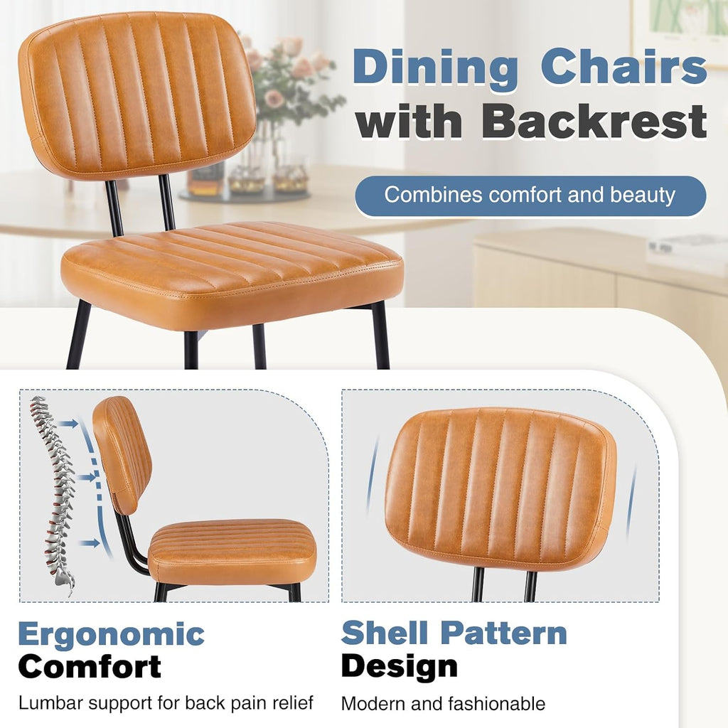 DUMOS Dining Chairs Set of 2, PU Leather Dining Room Chairs with Backrest