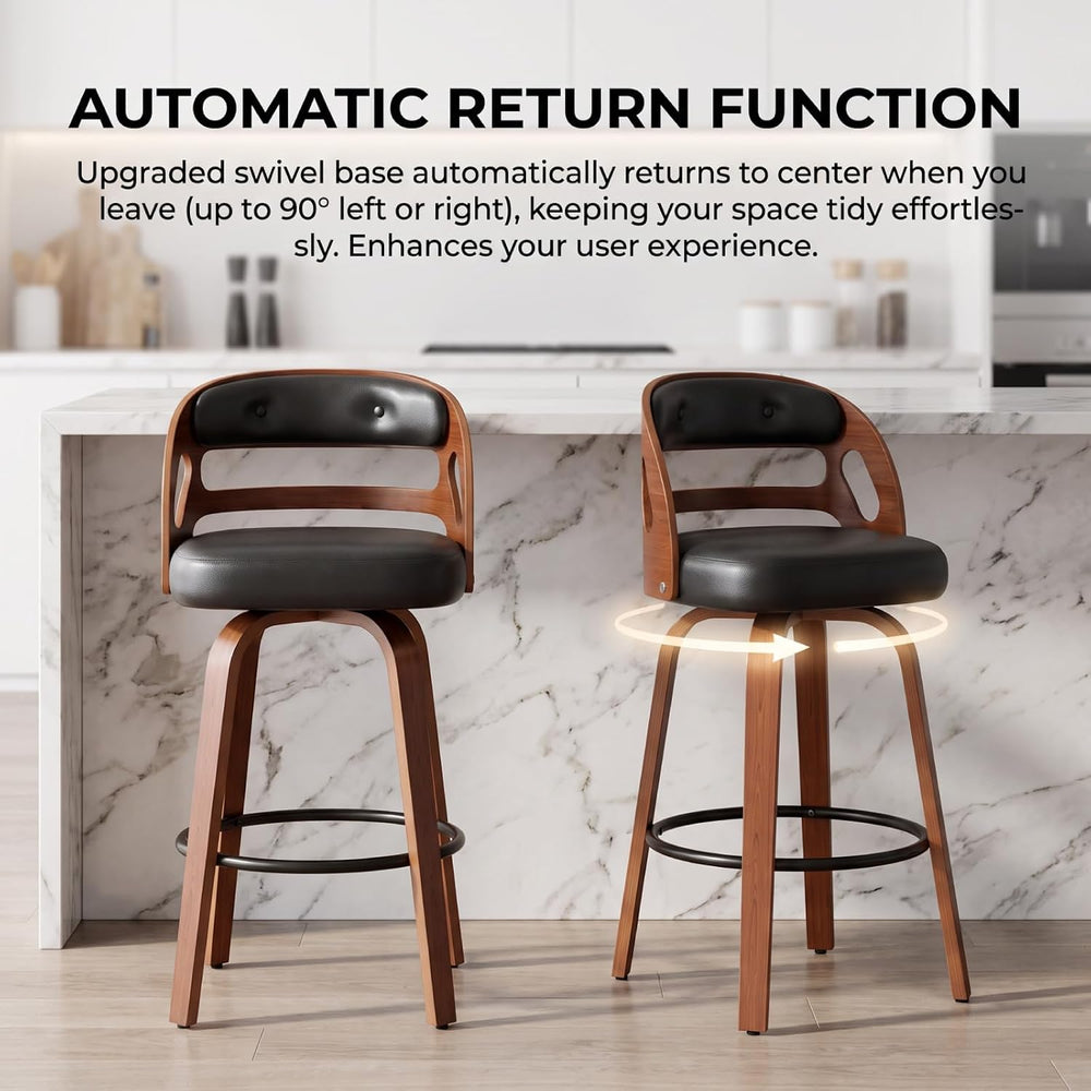 26 Inch Swivel Bar Stools Set of 2, Upholstered Bar Chairs for Kitchen Island...