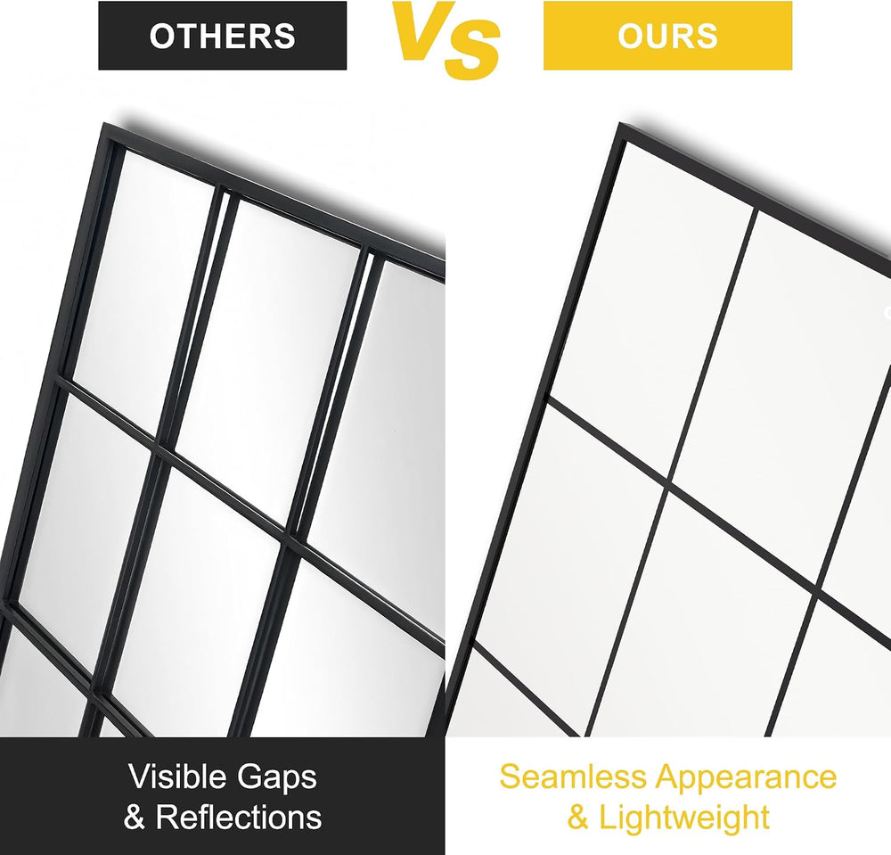 Window Pane Wall Mirror 24"x36" Black