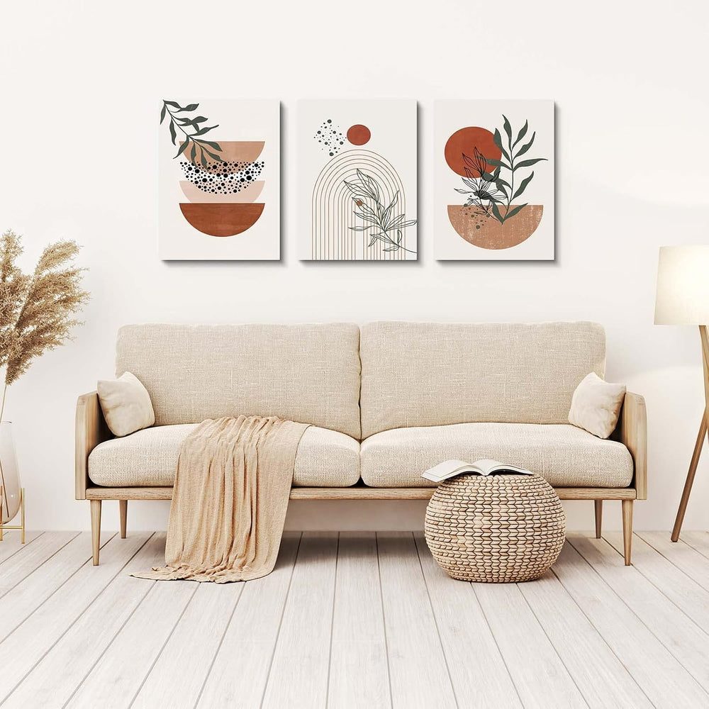 Boho Wall Art Prints, Boho Wall Decor, Abstract Geometric Prints Black Beige ...