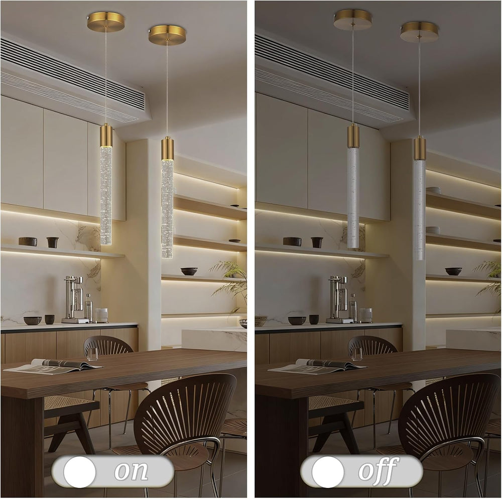 3-Pack Bubble Crystal Pendant Lights Integrated LED Gold
