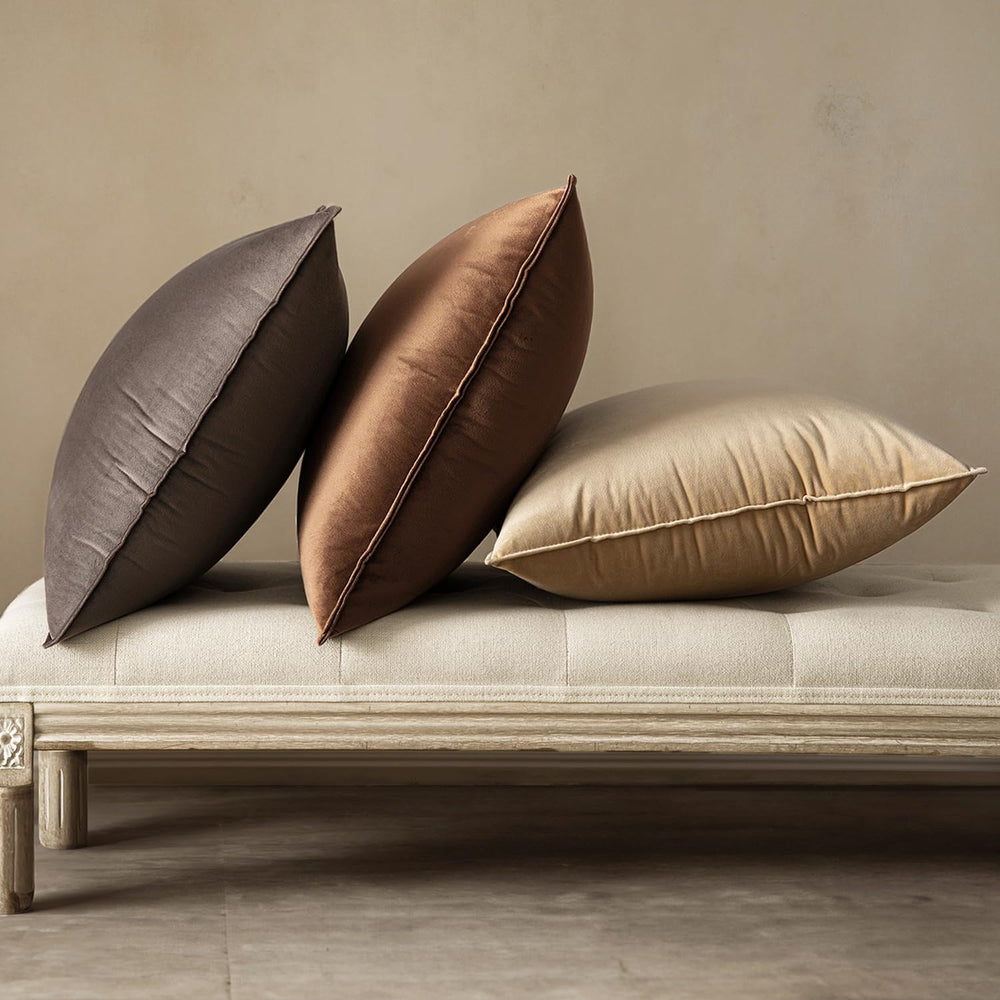 MIULEE Decorative Dark Coffee Velvet Euro Sham Throw Pillow Covers 24x24 in