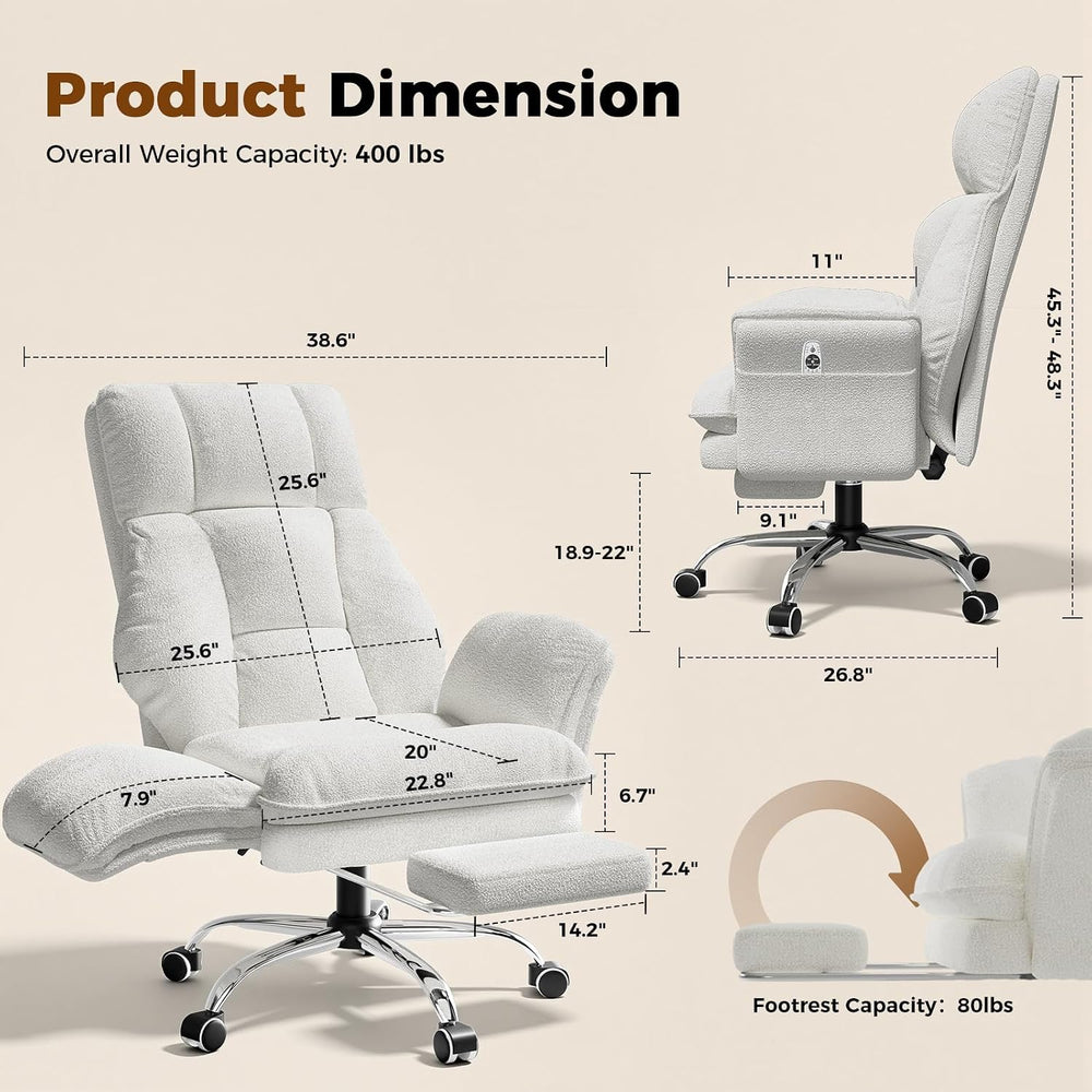 Big and Tall Heated Massage Office Chair with Footrest, 6-Point Vibration