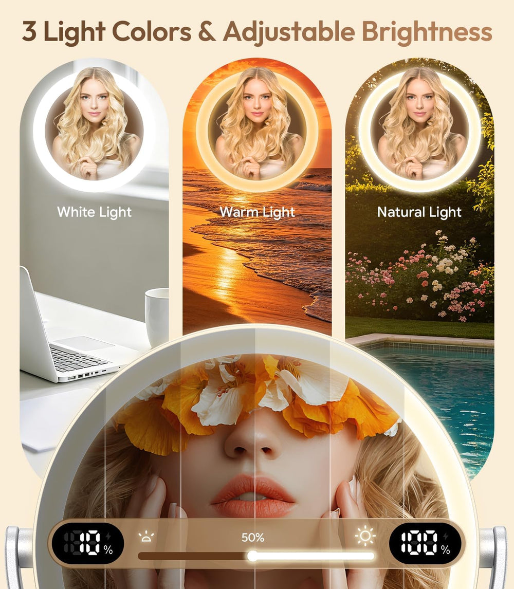 8" ABS Lighted Makeup Mirror with Lights, 20X Magnifying Mirror with Light