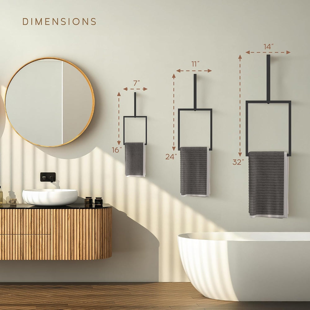 Unique Vertical Towel Rack Wall Mounted for Bathroom, Metal Square Towel Hold...