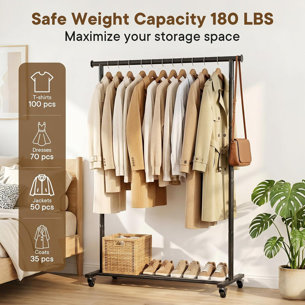 Clothes Rack, Clothing Rack for Hanging Clothes, Rolling Clothes Garmen Rack ...