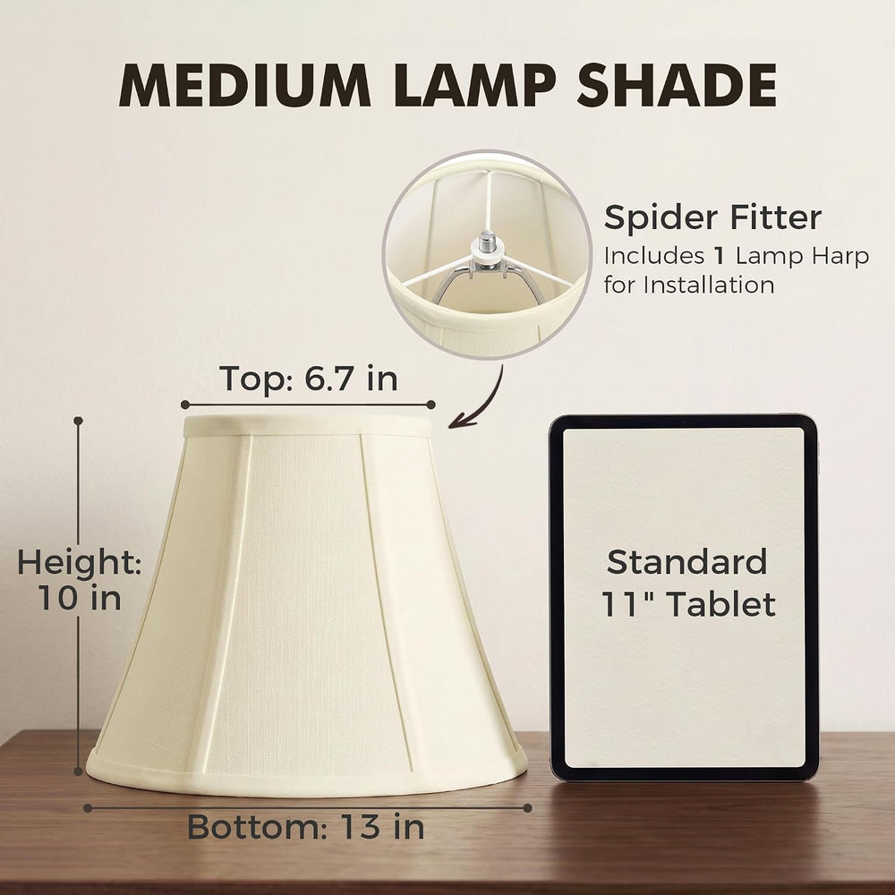 1-Pack Cream Bell Lamp Shade, 6.7" Top x 13" Bottom x 10" Heig...