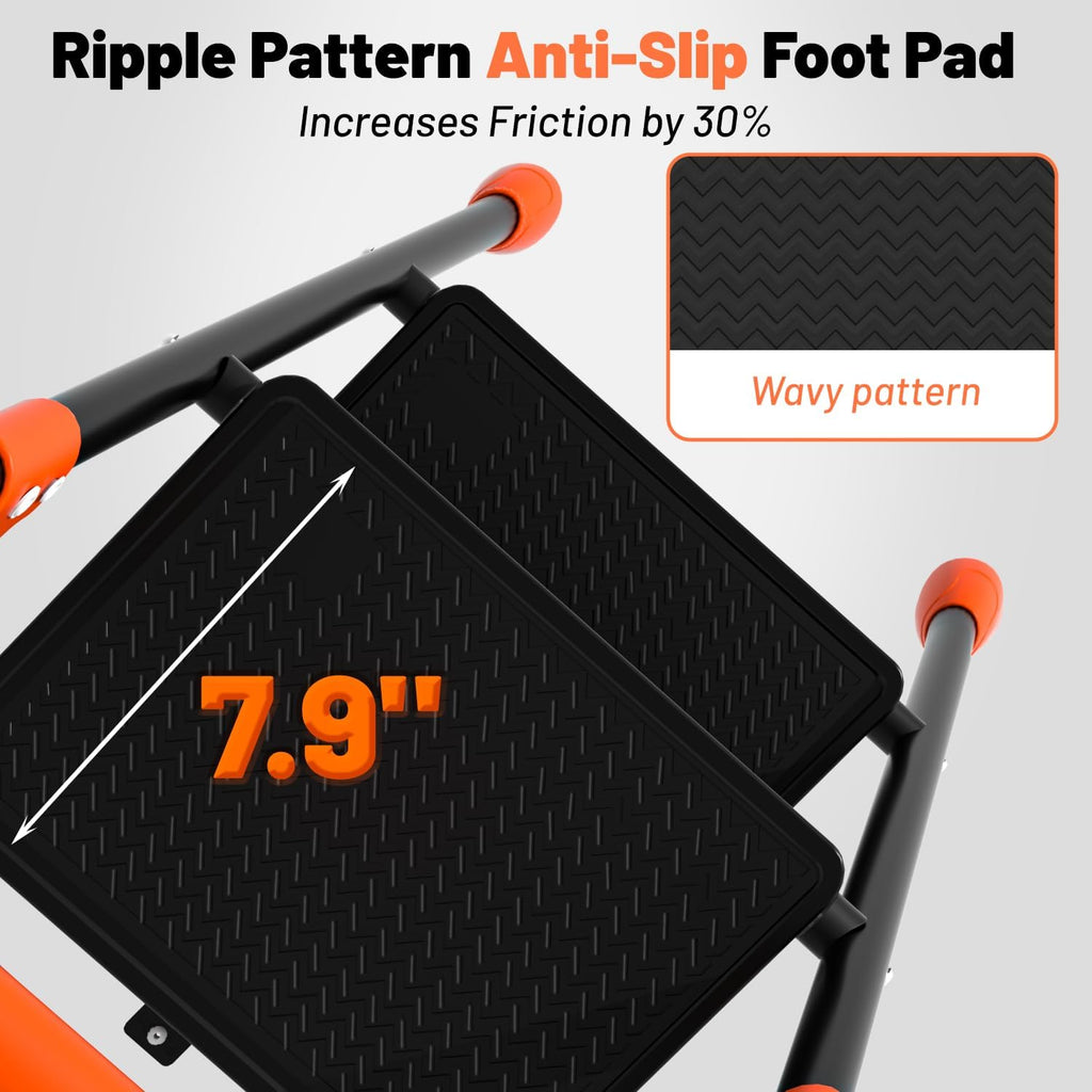 3 Step Ladder, 900 lbs Capacity Heavy Duty Step Stool with Safety Lock, Black Sturdy Step Ladder with Wide Anti-Slip Pedal, Folding Step Stool with Orange Cushioned Handle for Kitchen, Home & Garage